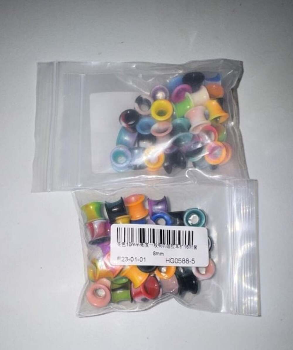 Silicone Ear Gauge Plugs Tunnel Flesh 8mm Mixed Colors Lot of 32